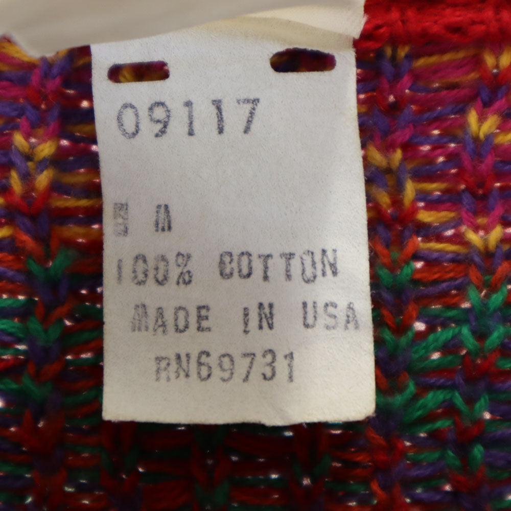 Clifford＆Willis クリフォードアンドウィルス 80s 90s USA製 オールド 総柄 長袖 コットンニット セーター M レッド系 メンズ