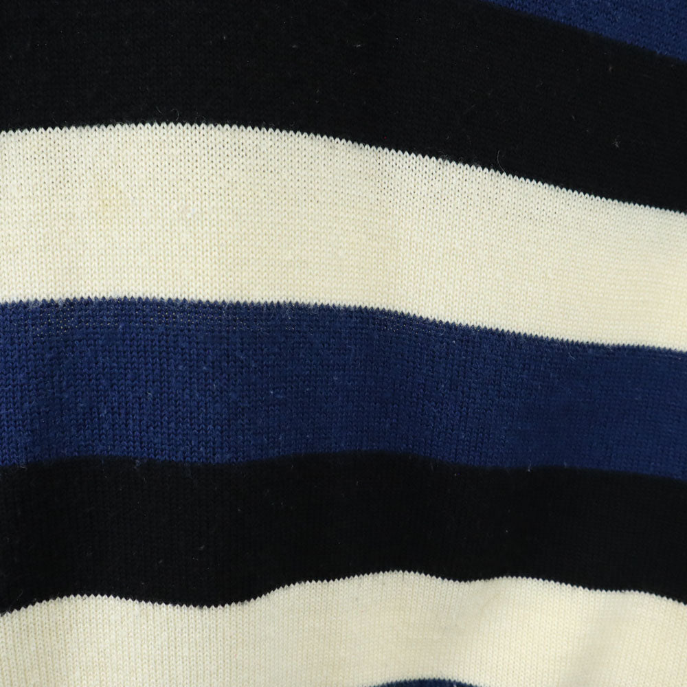 A BATHING APE アベイシングエイプ ウールブレンド ボーダー 長袖 セーター L 白×黒×紺 ニット メンズ