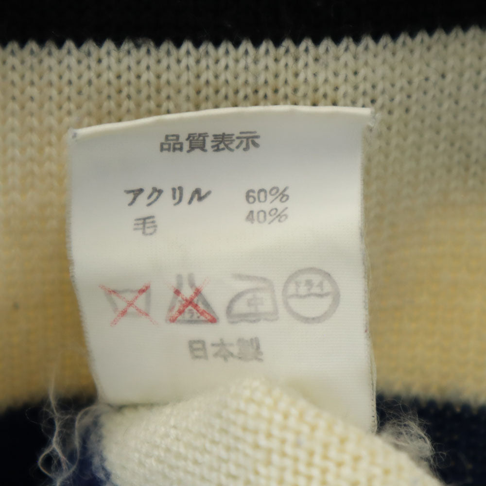 A BATHING APE アベイシングエイプ ウールブレンド ボーダー 長袖 セーター L 白×黒×紺 ニット メンズ