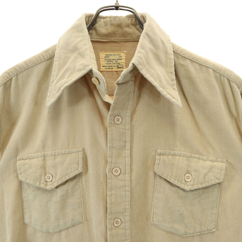 Sears シアーズ 70s ヴィンテージ 長袖 コーデュロイシャツ 15-15 1/2 ベージュ系 メンズ