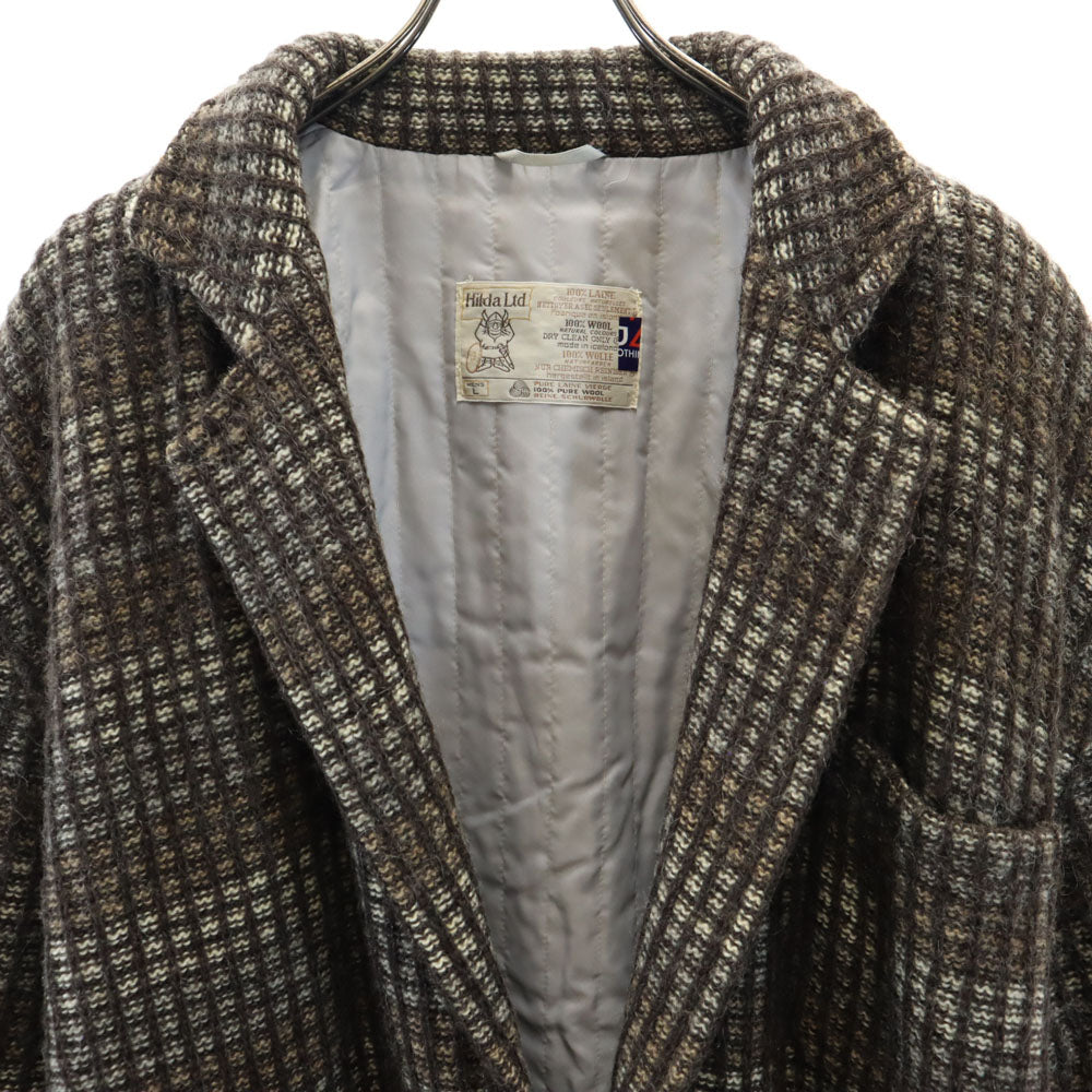 Hilda Ltd 80s アイスランド製 ヴィンテージ 日本規格 ニット テーラードジャケット L ブラウン メンズ