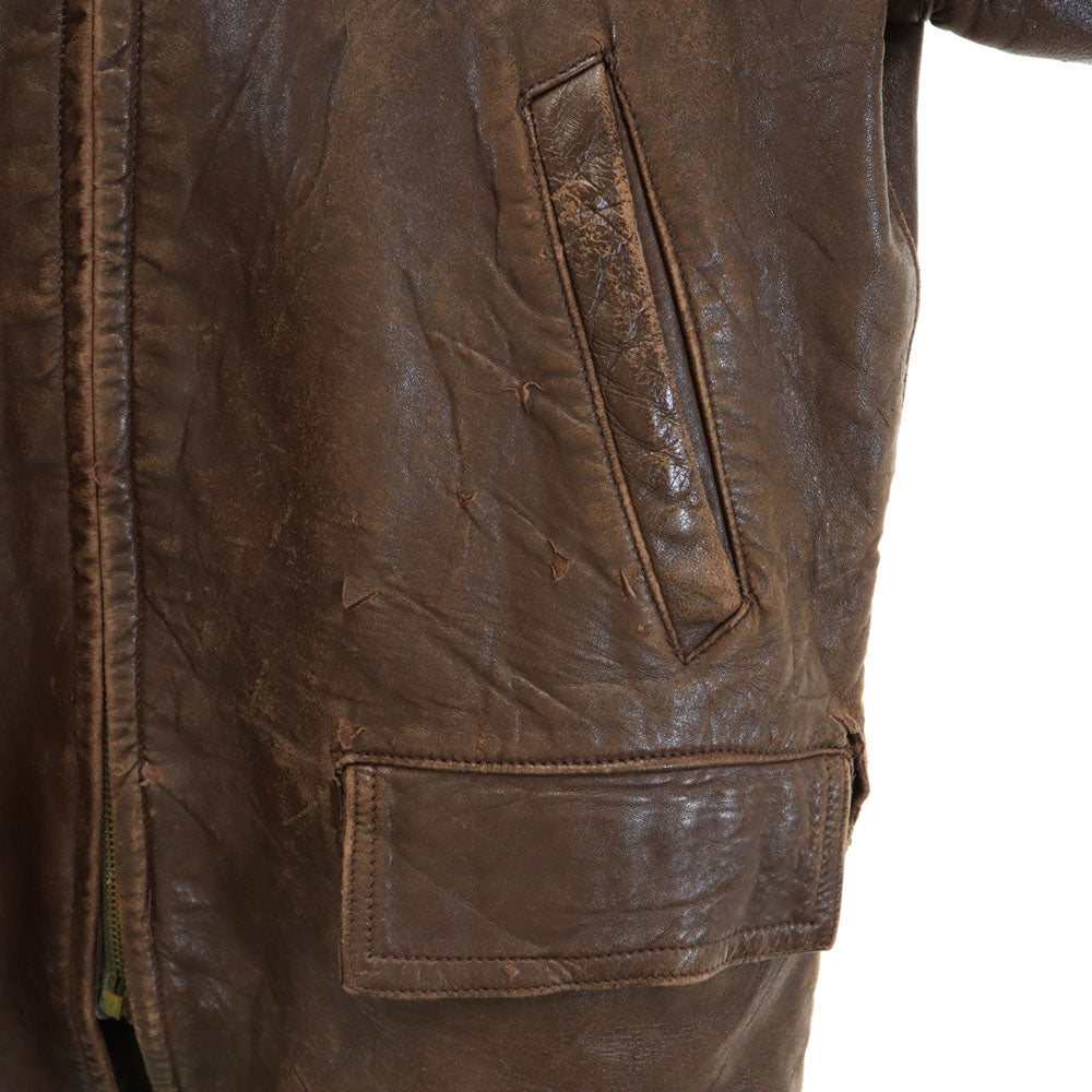 Lawton 40s ヴィンテージ コの字 レザージャケット 34 ブラウン TALONジップ メンズ