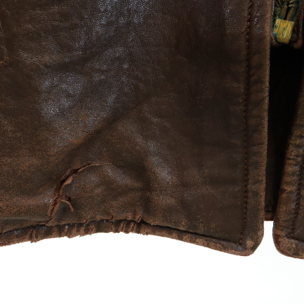 Lawton 40s ヴィンテージ コの字 レザージャケット 34 ブラウン TALONジップ メンズ