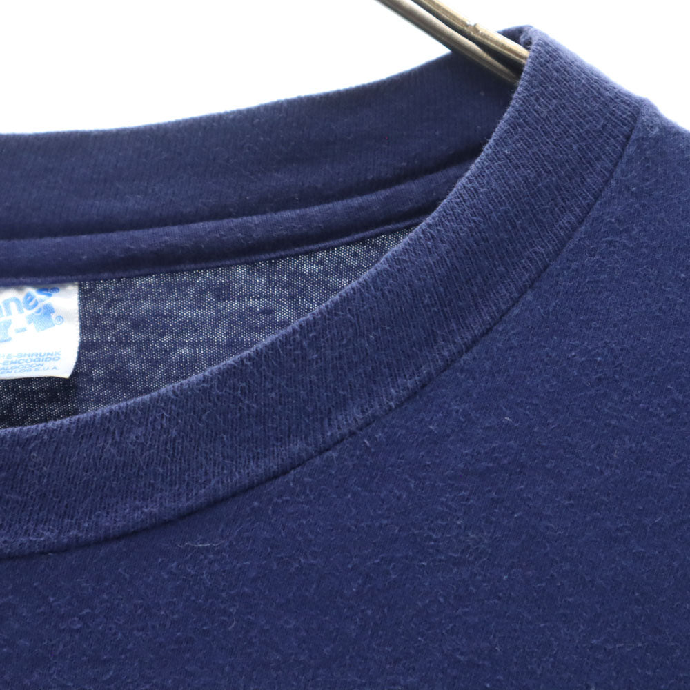 ヘインズ 90s USA製 オールド バックプリント 長袖 シングルステッチ Tシャツ L ブルー系 Hanes ロンT メンズ