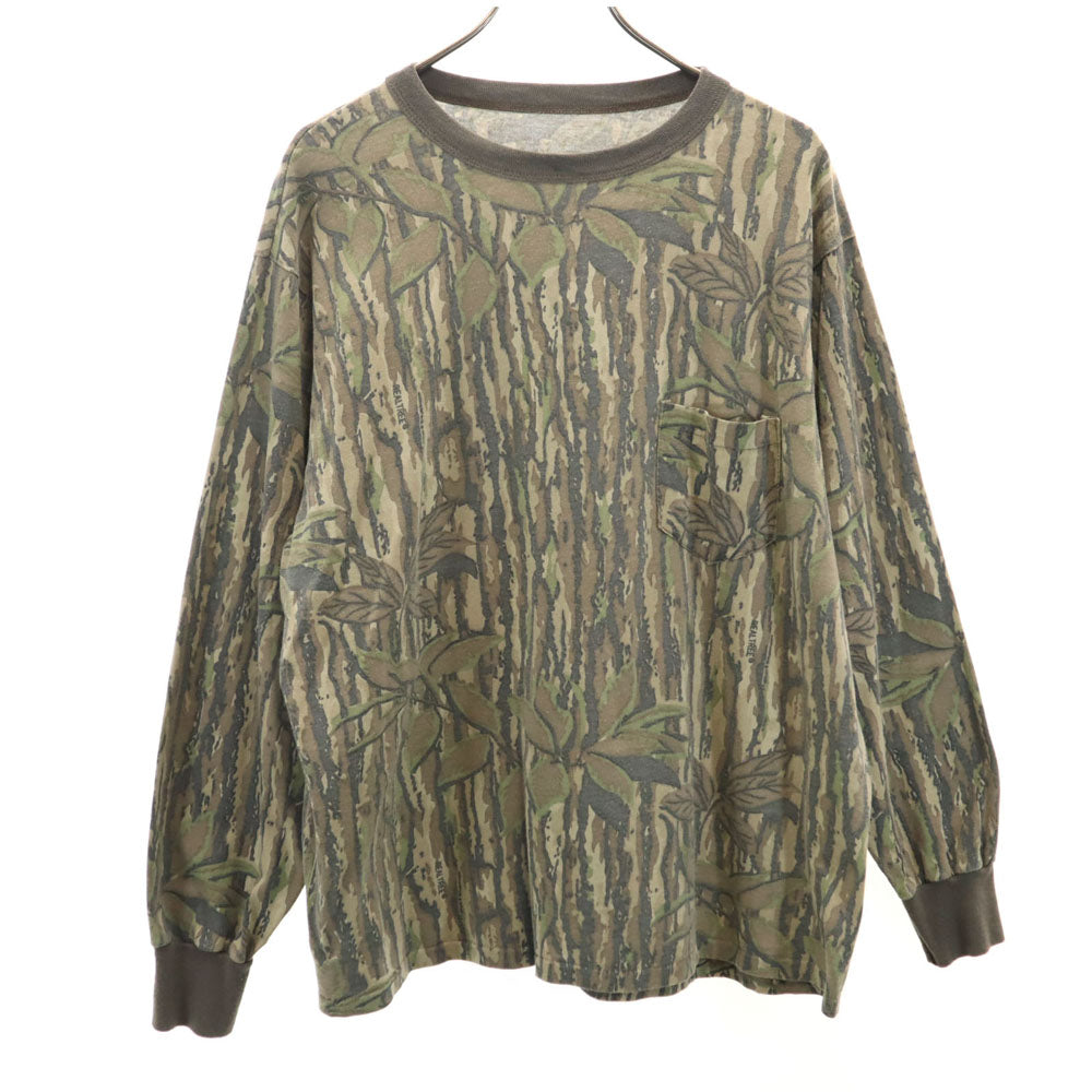 REALTREE リアルツリー 90s オールド カモフラ柄 長袖 シングルステッチ Tシャツ ベージュ系 ロンT 迷彩 メンズ