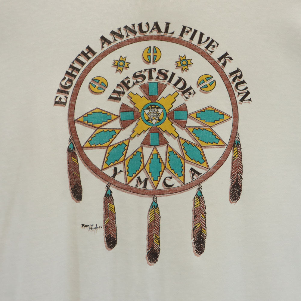 SCREEN STARS BEST スクリーンスターズベスト 90s USA製 オールド ネイティブプリント 長袖 シングルステッチ Tシャツ XL ホワイト ロンT ドリームキャッチャー フルーツオブザルーム メンズ