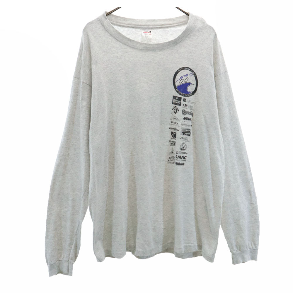 anvil アンヴィル 90s USA製 オールド 長袖 シングルステッチ Tシャツ XL ライトグレー ロンT メンズ