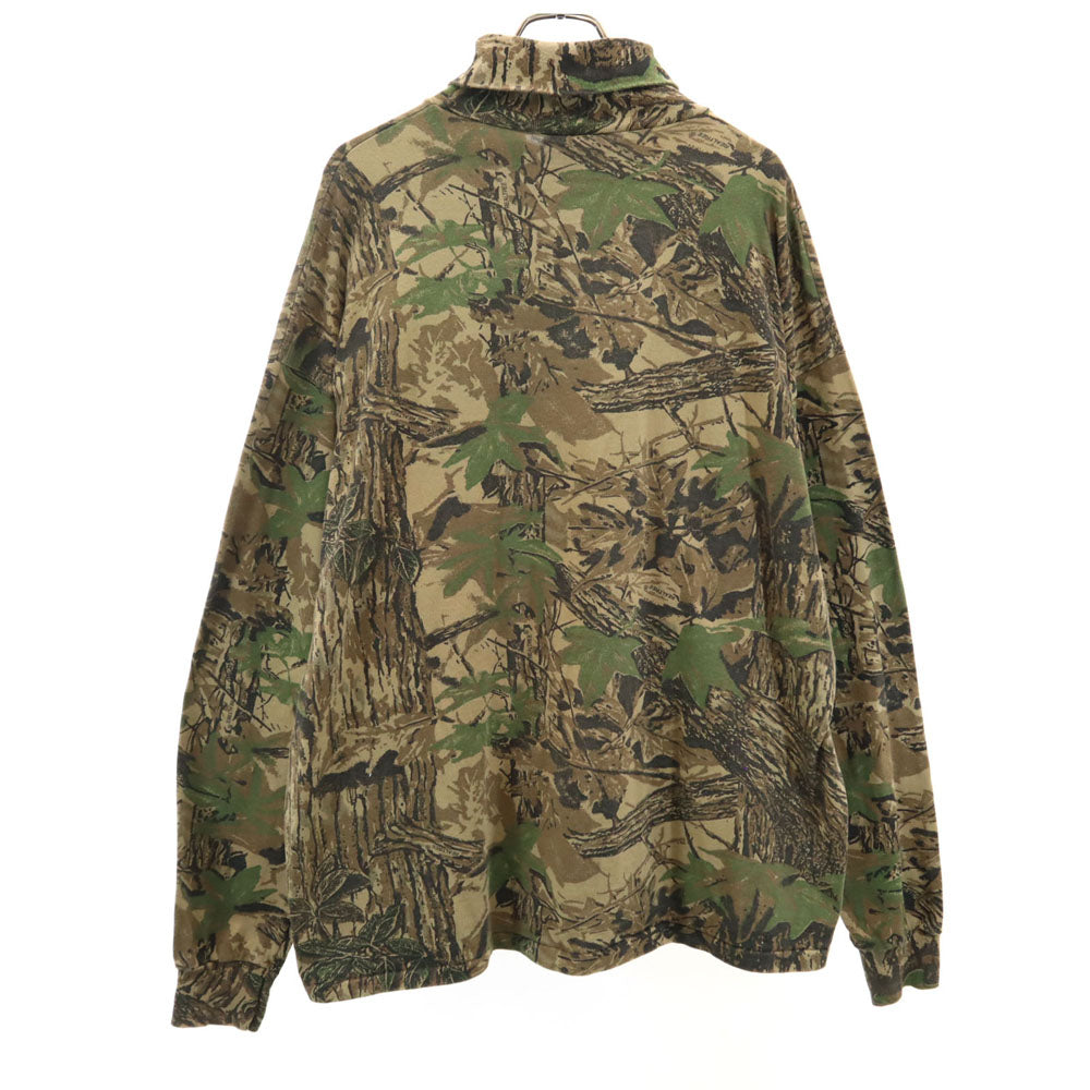 サスクワッチ 90s USA製 オールド リアルツリー柄 長袖 タートルネック シングルステッチ Tシャツ 2XL ベージュ系 ロンT 迷彩 ビックサイズ メンズ