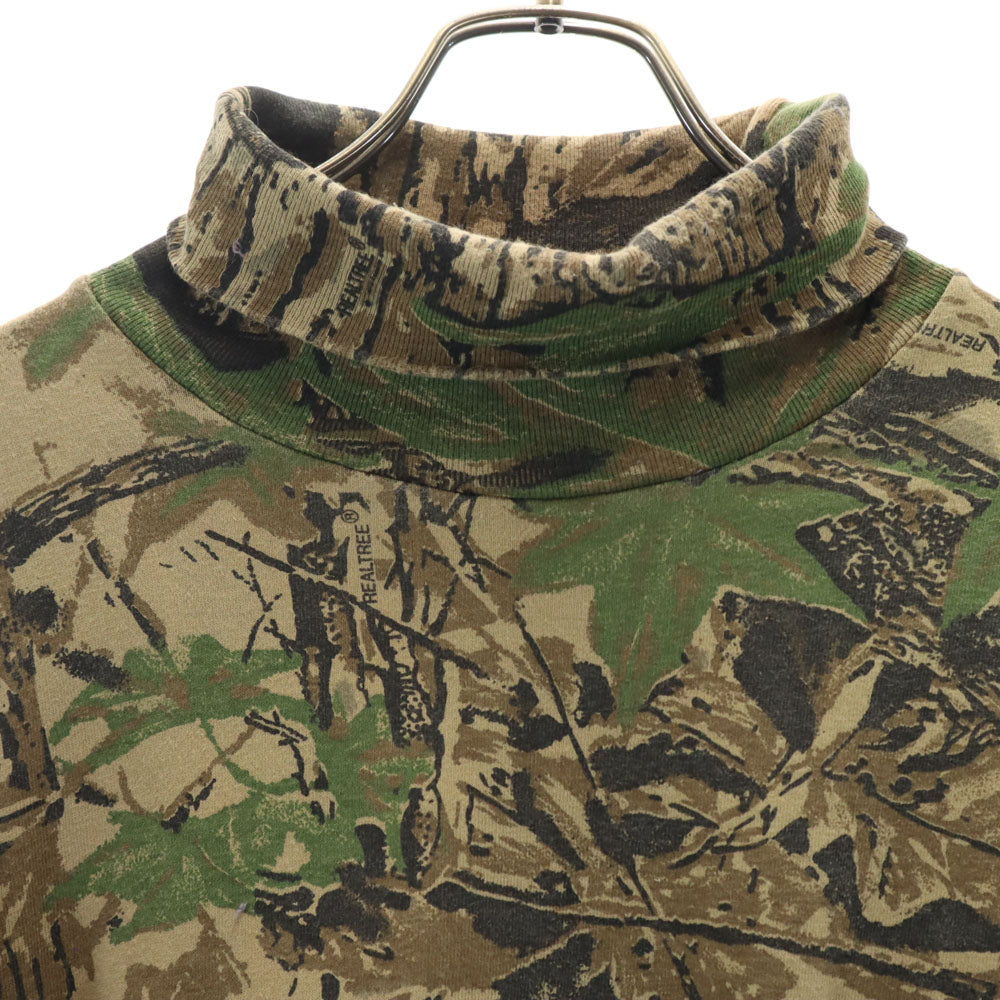 サスクワッチ 90s USA製 オールド リアルツリー柄 長袖 タートルネック シングルステッチ Tシャツ 2XL ベージュ系 ロンT 迷彩 ビックサイズ メンズ