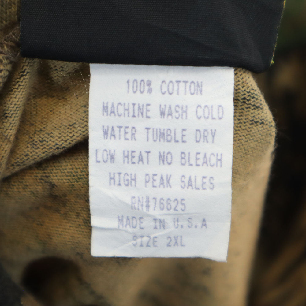 サスクワッチ 90s USA製 オールド リアルツリー柄 長袖 タートルネック シングルステッチ Tシャツ 2XL ベージュ系 ロンT 迷彩 ビックサイズ メンズ