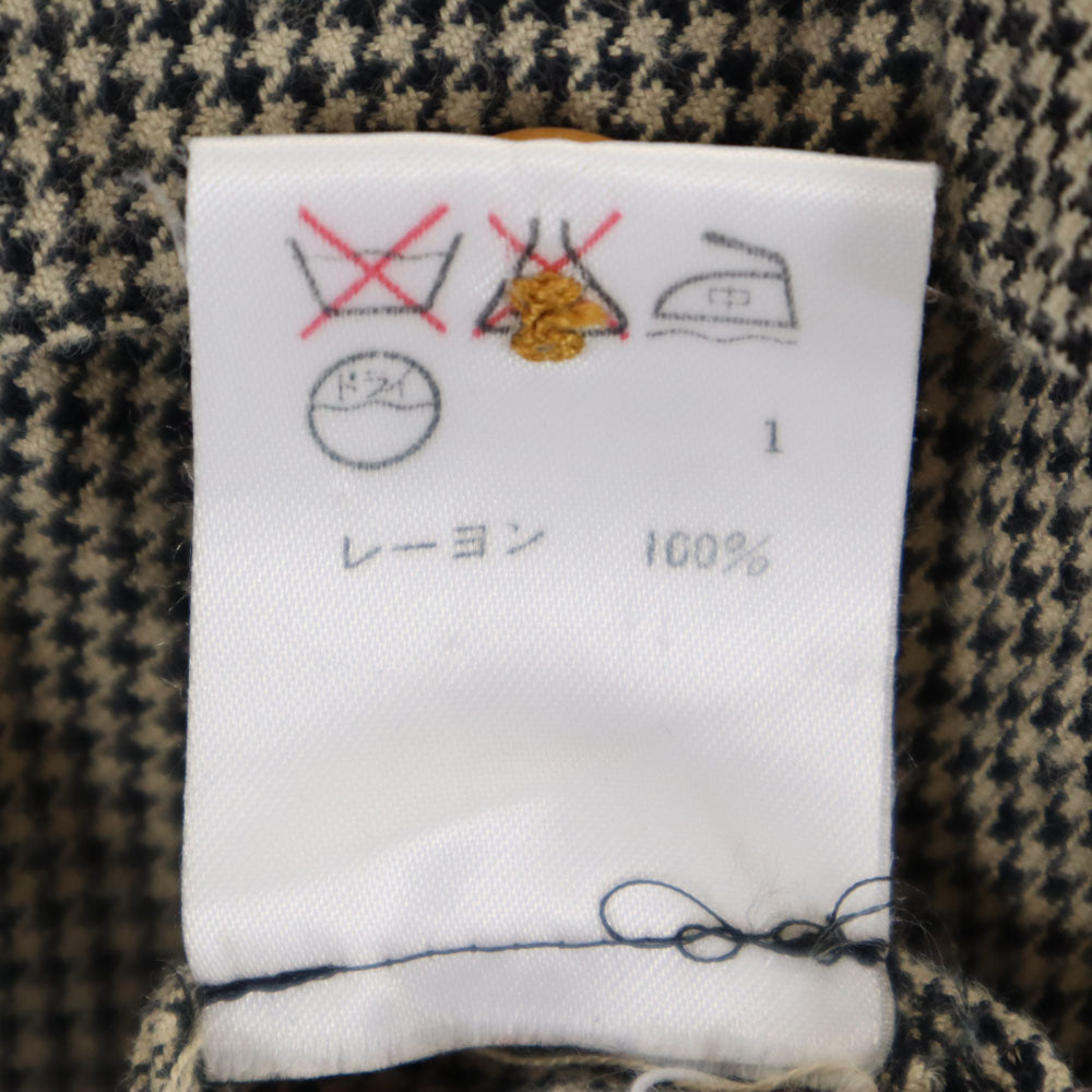 RALPH LAUREN COUNTRY ラルフローレンカントリー 80s 90s ヴィンテージ ポロカン ハウンドトゥース柄 長袖 ボックスシルエット レーヨン シャツ 9 ベージュ 他 千鳥格子 レディース