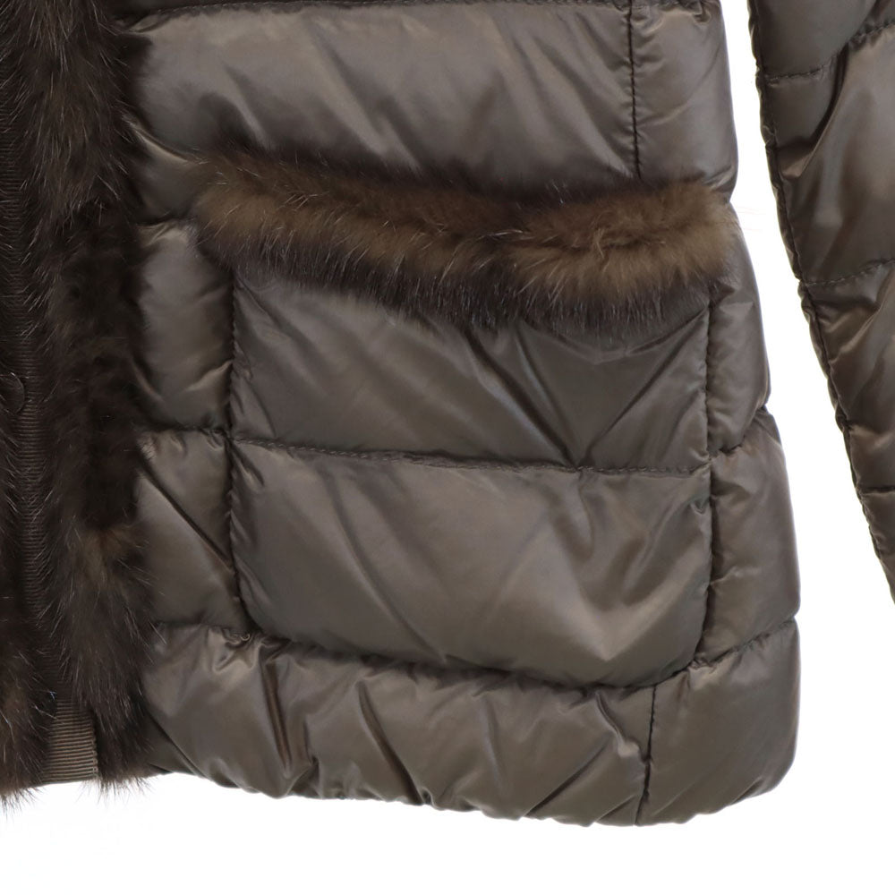 MONCLER モンクレール ハンガリー製 ダウンジャケット 0 グレージュ系 ミンクファー付き TEMPLEZ GIUBBOTTO レディース