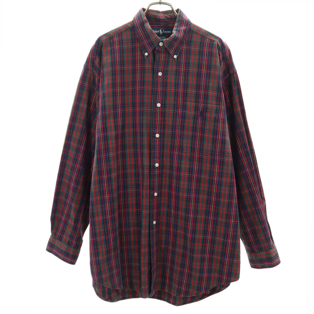 RALPH LAUREN ラルフローレン BIG SHIRT チェック 長袖 ボタンダウンシャツ M グリーン系 メンズ