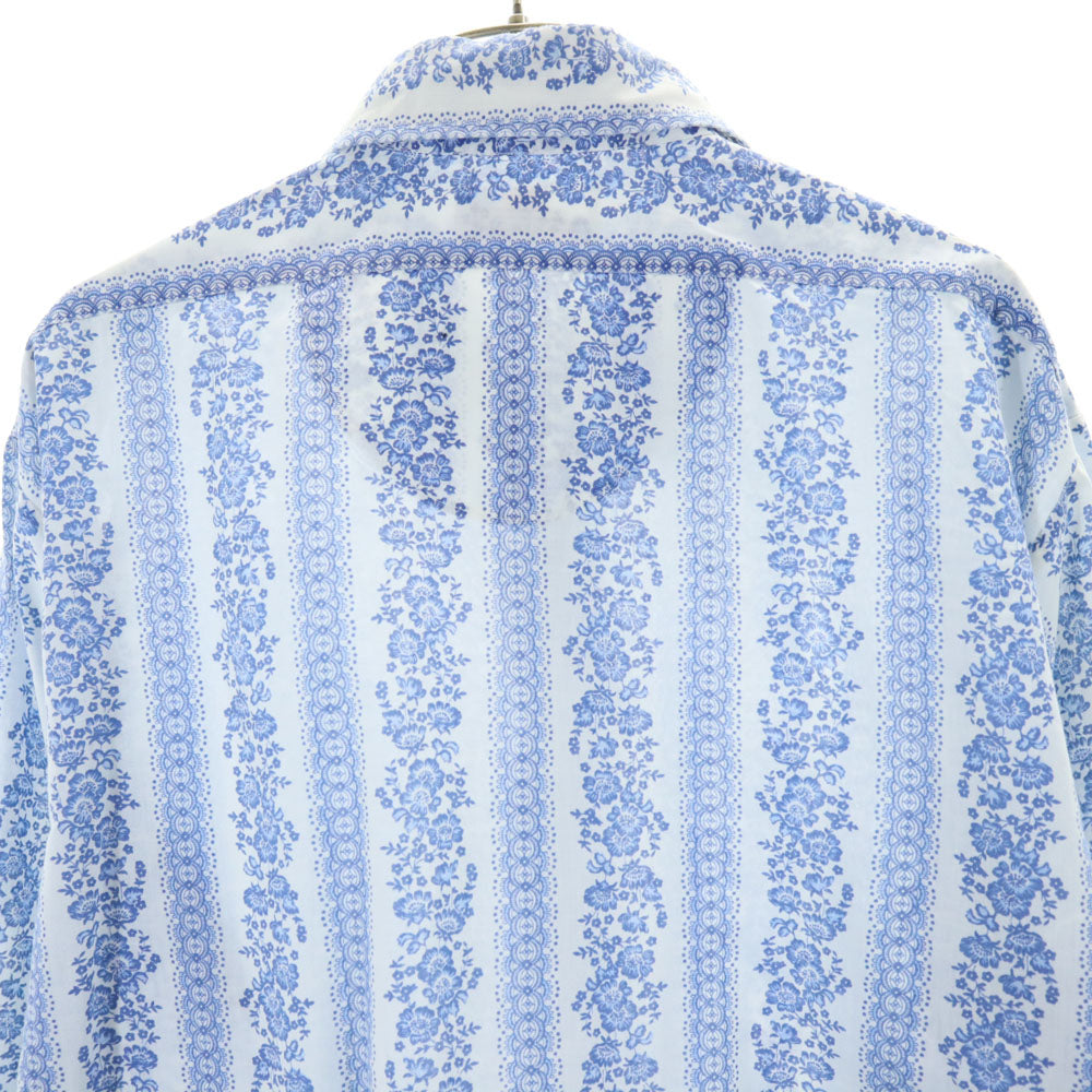 PARIANI 70s ヴィンテージ 総柄 長袖 シャツ L ブルー系 メンズ