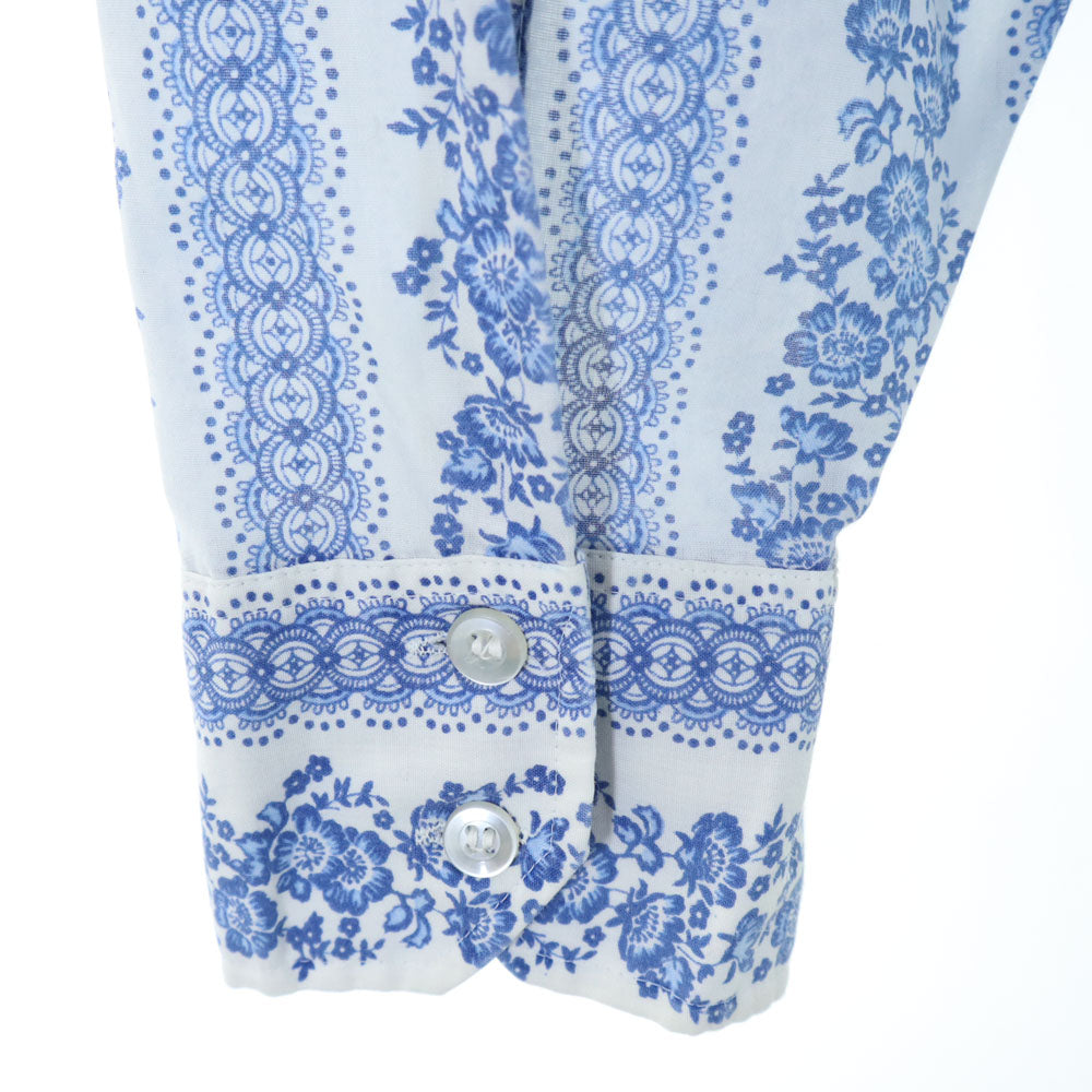 PARIANI 70s ヴィンテージ 総柄 長袖 シャツ L ブルー系 メンズ