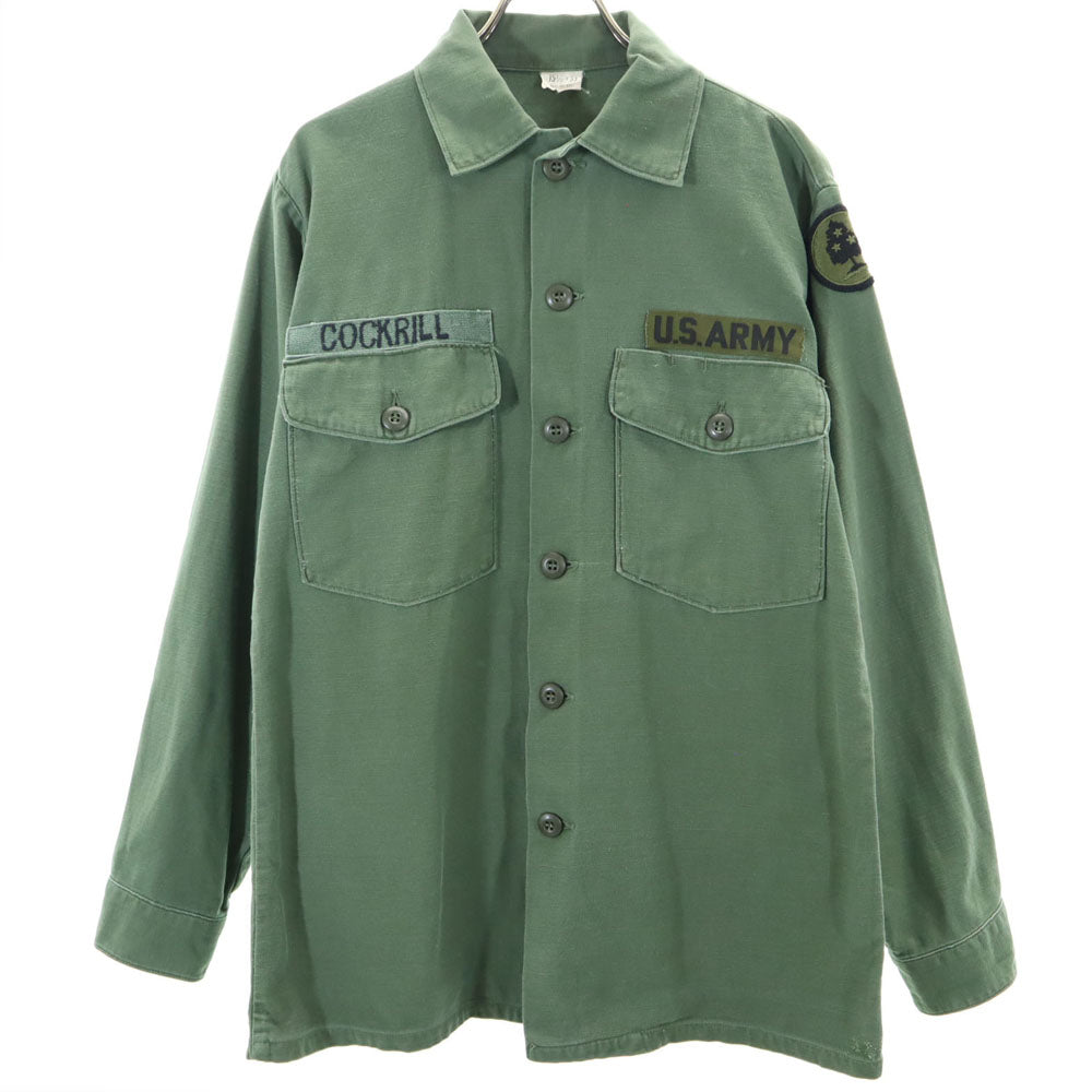 US ARMY アメリカ軍 70s コットンサテン BDU ヴィンテージ DSA 長袖 ミリタリーシャツ 15 1/2×33 カーキ メンズ