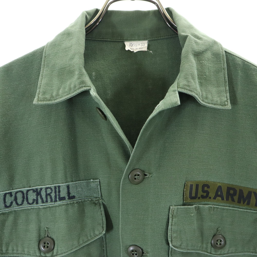 US ARMY アメリカ軍 70s コットンサテン BDU ヴィンテージ DSA 長袖 ミリタリーシャツ 15 1/2×33 カーキ メンズ