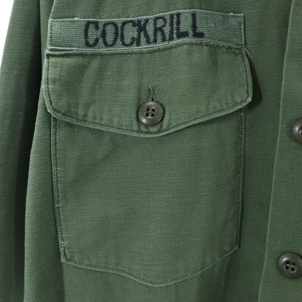 US ARMY アメリカ軍 70s コットンサテン BDU ヴィンテージ DSA 長袖 ミリタリーシャツ 15 1/2×33 カーキ メンズ