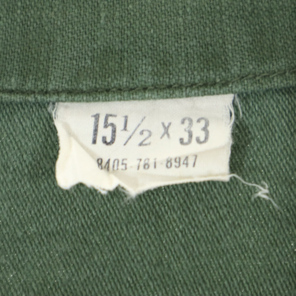US ARMY アメリカ軍 70s コットンサテン BDU ヴィンテージ DSA 長袖 ミリタリーシャツ 15 1/2×33 カーキ メンズ