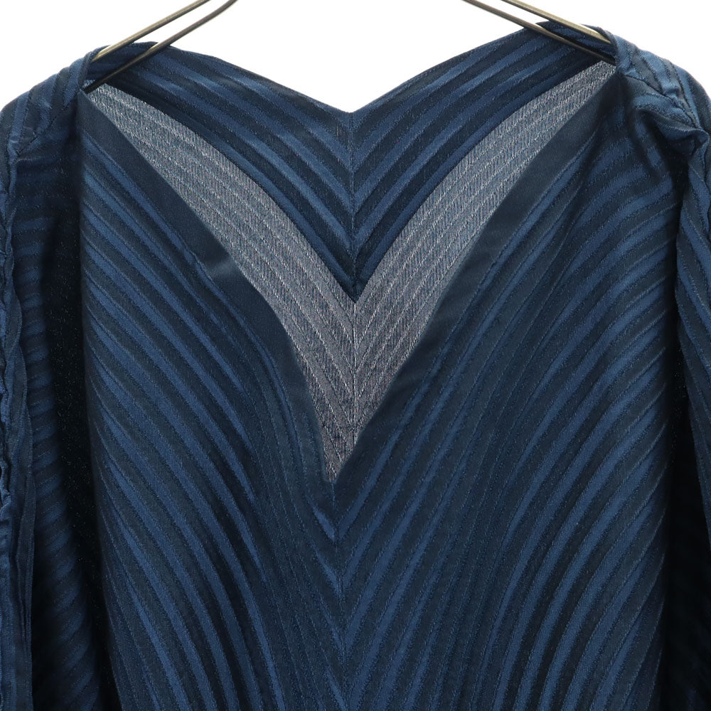ISSEY MIYAKE イッセイミヤケ 長袖 3Dスチームストレッチ 変形トップス カットソー 2 ネイビー レディース
