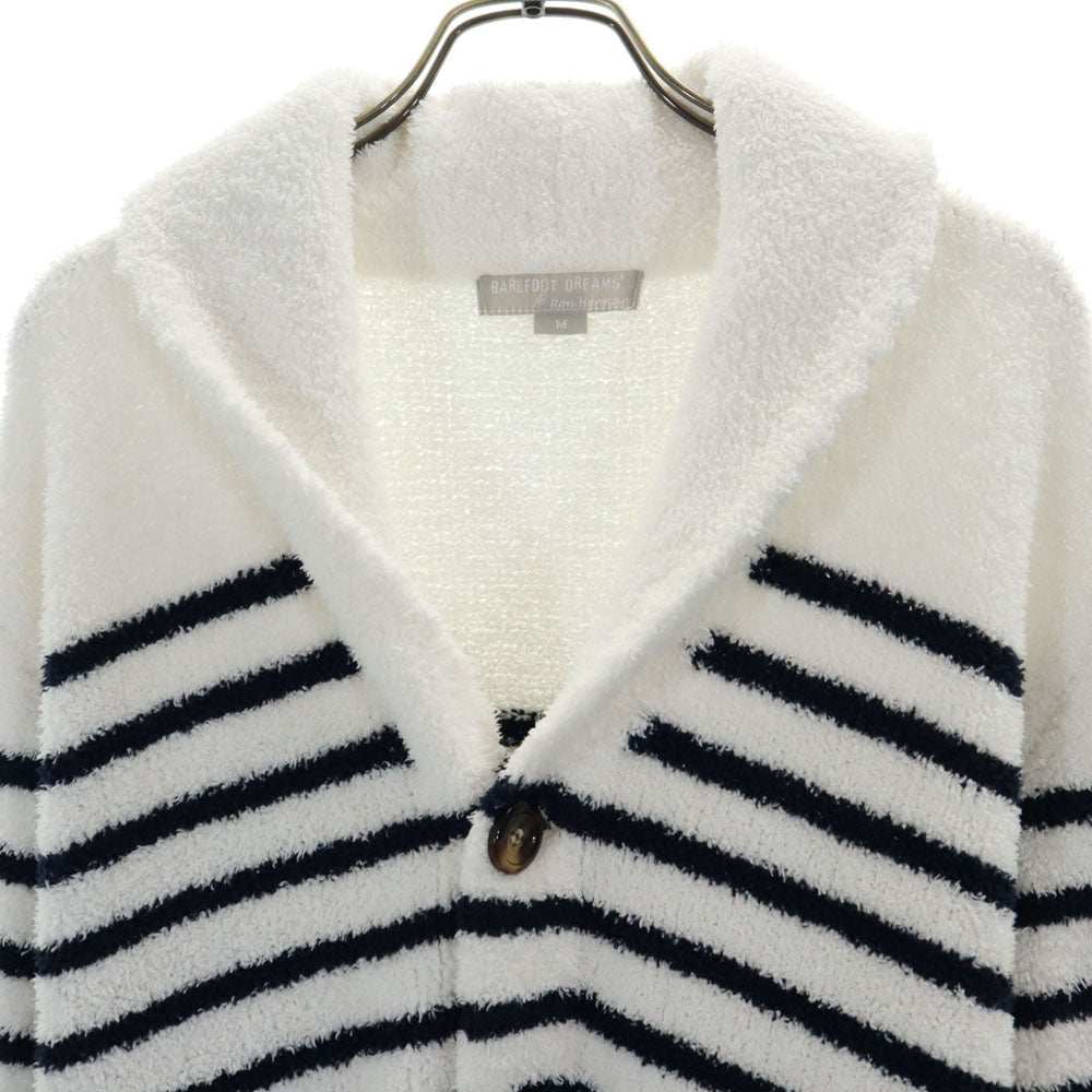 BAREFOOT DREAMS ベアフットドリームズ ボーダー柄 長袖 カーディガン M ホワイト×ネイビー ×ロンハーマン メンズ