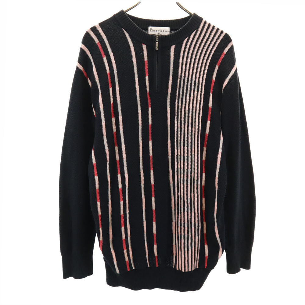 santa fe サンタフェ 日本製 長袖 ハーフジップ ニット 52 ブラック セーター メンズ