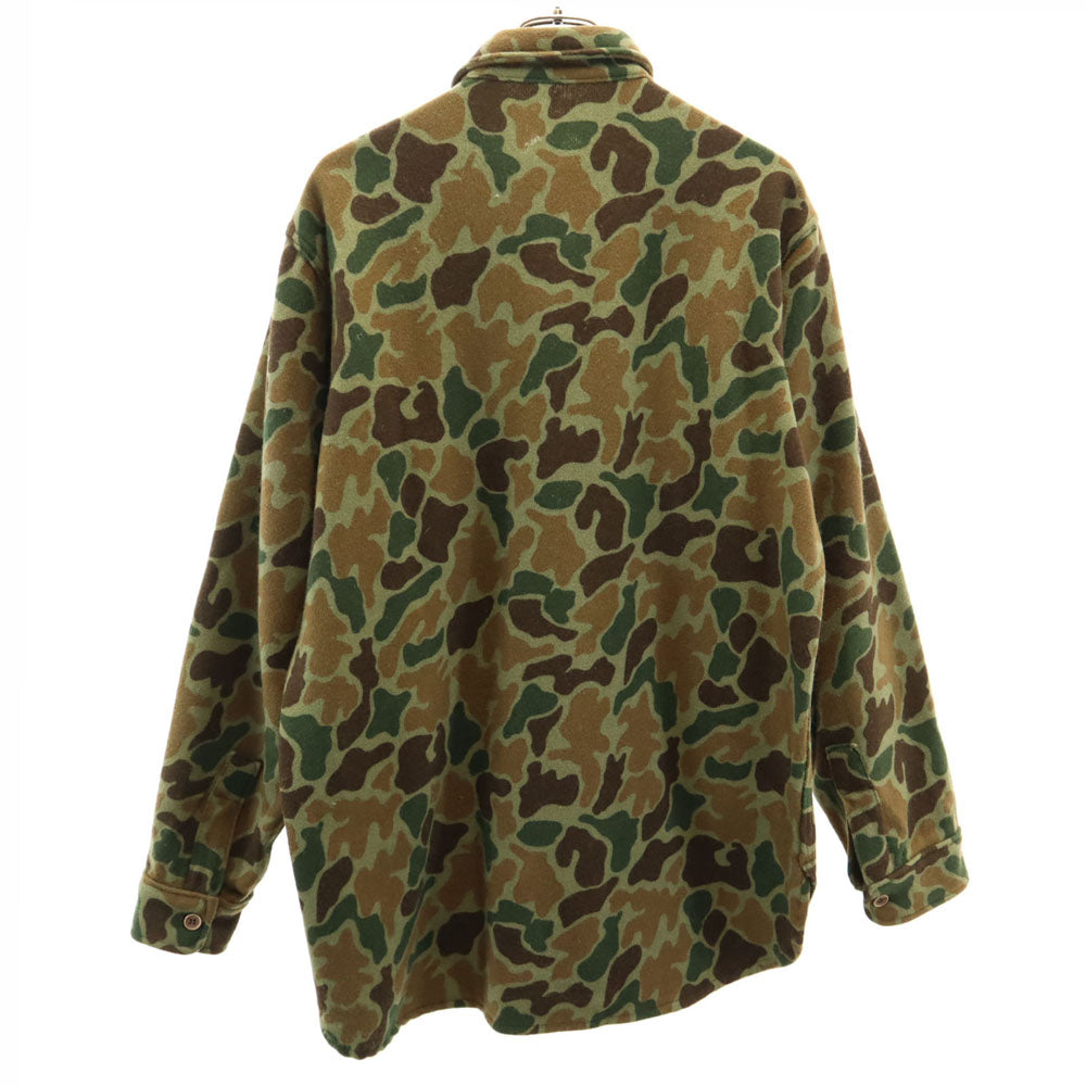 VINTAGE ヴィンテージ 70s 80s USA製 カモフラ柄 長袖 ウールシャツ L オリーブ 他 迷彩 メンズ