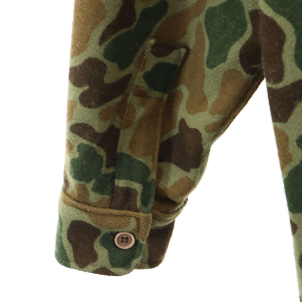 VINTAGE ヴィンテージ 70s 80s USA製 カモフラ柄 長袖 ウールシャツ L オリーブ 他 迷彩 メンズ
