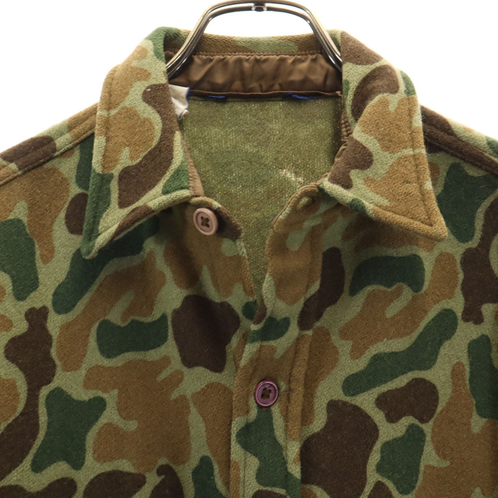VINTAGE ヴィンテージ 70s 80s USA製 カモフラ柄 長袖 ウールシャツ L オリーブ 他 迷彩 メンズ