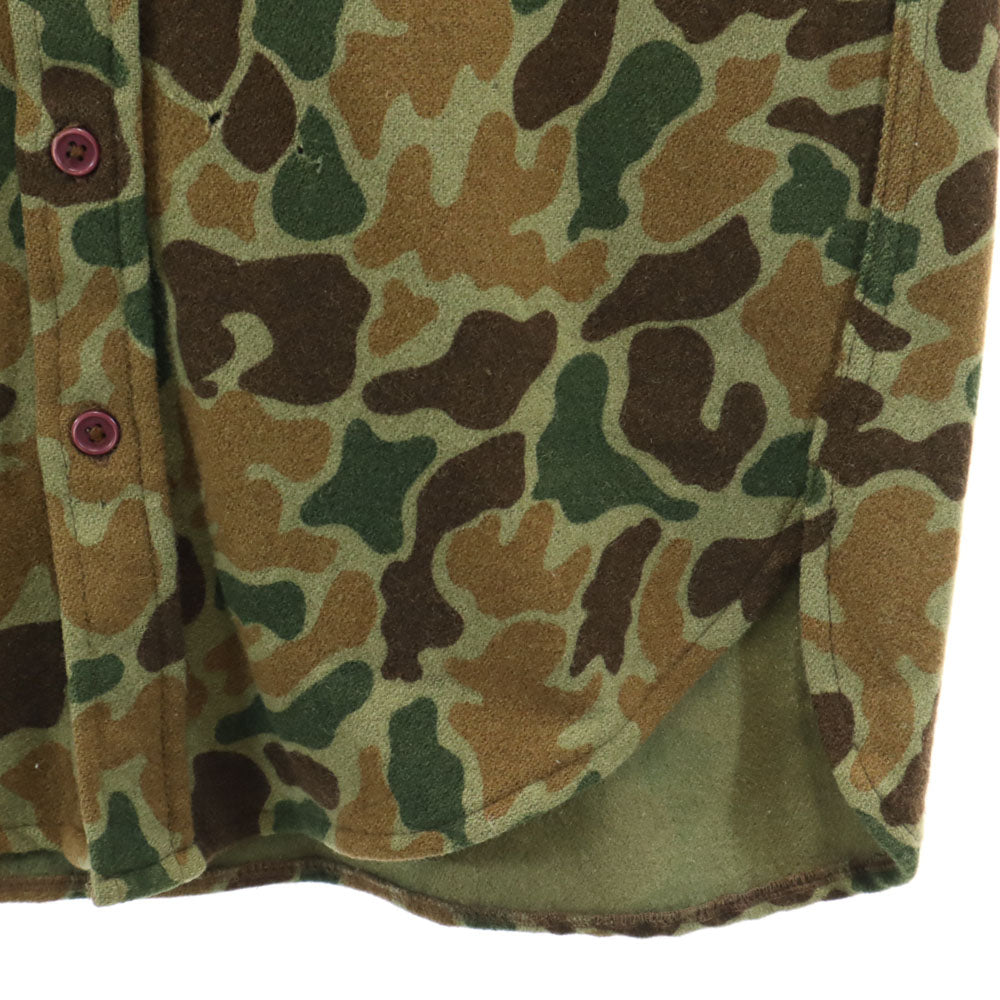VINTAGE ヴィンテージ 70s 80s USA製 カモフラ柄 長袖 ウールシャツ L オリーブ 他 迷彩 メンズ
