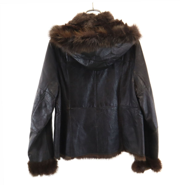 バルマン ラビット レザージャケット 11 ブラウン BALMAIN レディース 