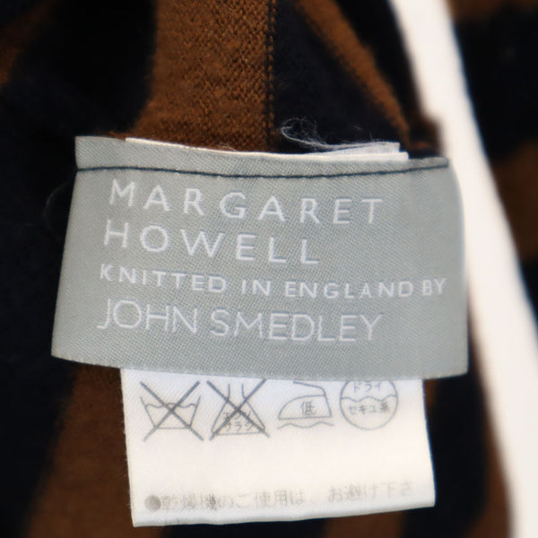 マーガレットハウエル イギリス製 ジョンスメドレー コラボ ボーダー柄 長袖 ハイネック セーター 2 ネイビー 他 MARGARET HOWELL x JOHN SMEDLEY ニット レディース