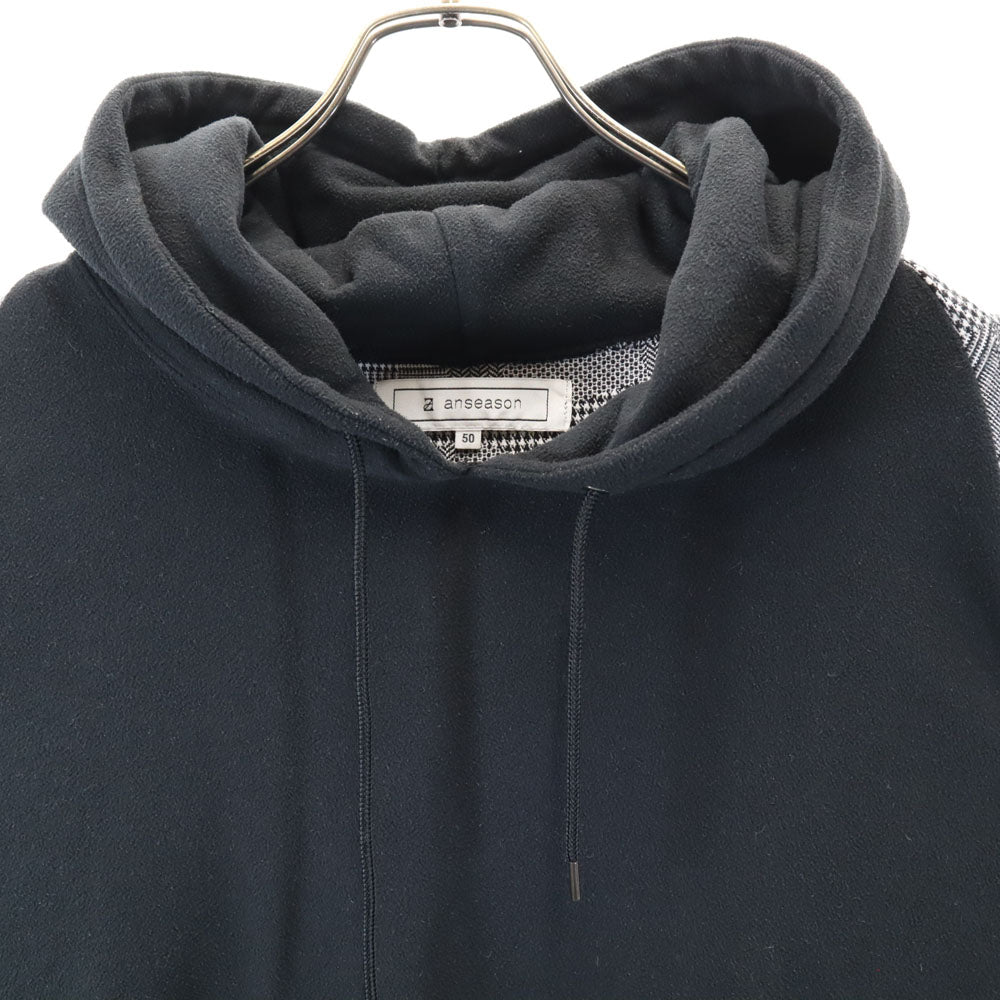 anseason アンシーズン 日本製 アンリアレイジ パッチワーク柄 長袖 フリース切替 パーカー 50 ブラック 他 レディース