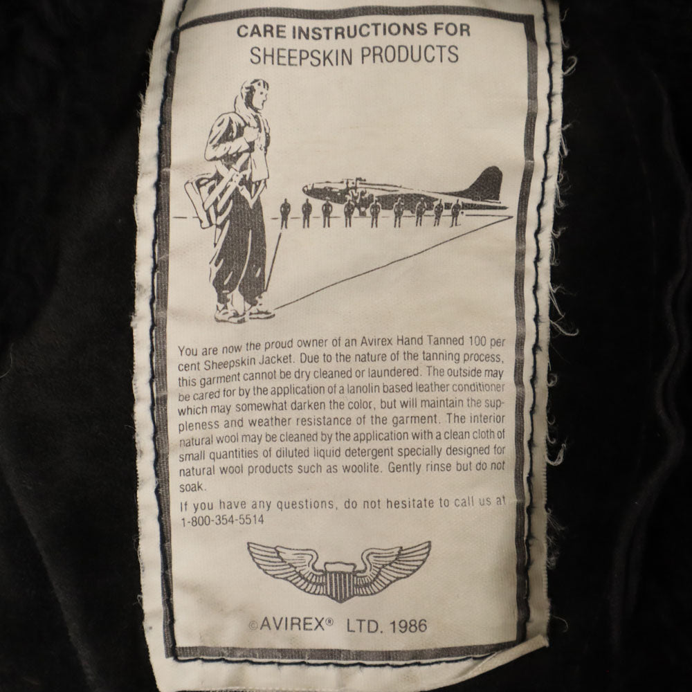 AVIREX アヴィレックス USA製 B-3 ムートンジャケット 36 ダークブラウン フライト メンズ