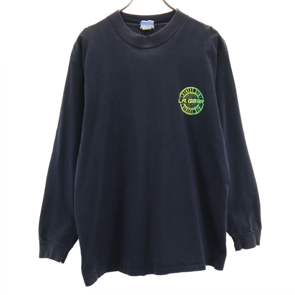 エルエーギア 90s USA製 オールド バックプリント 長袖 シングルステッチ Tシャツ L ブラック ロンT メンズ