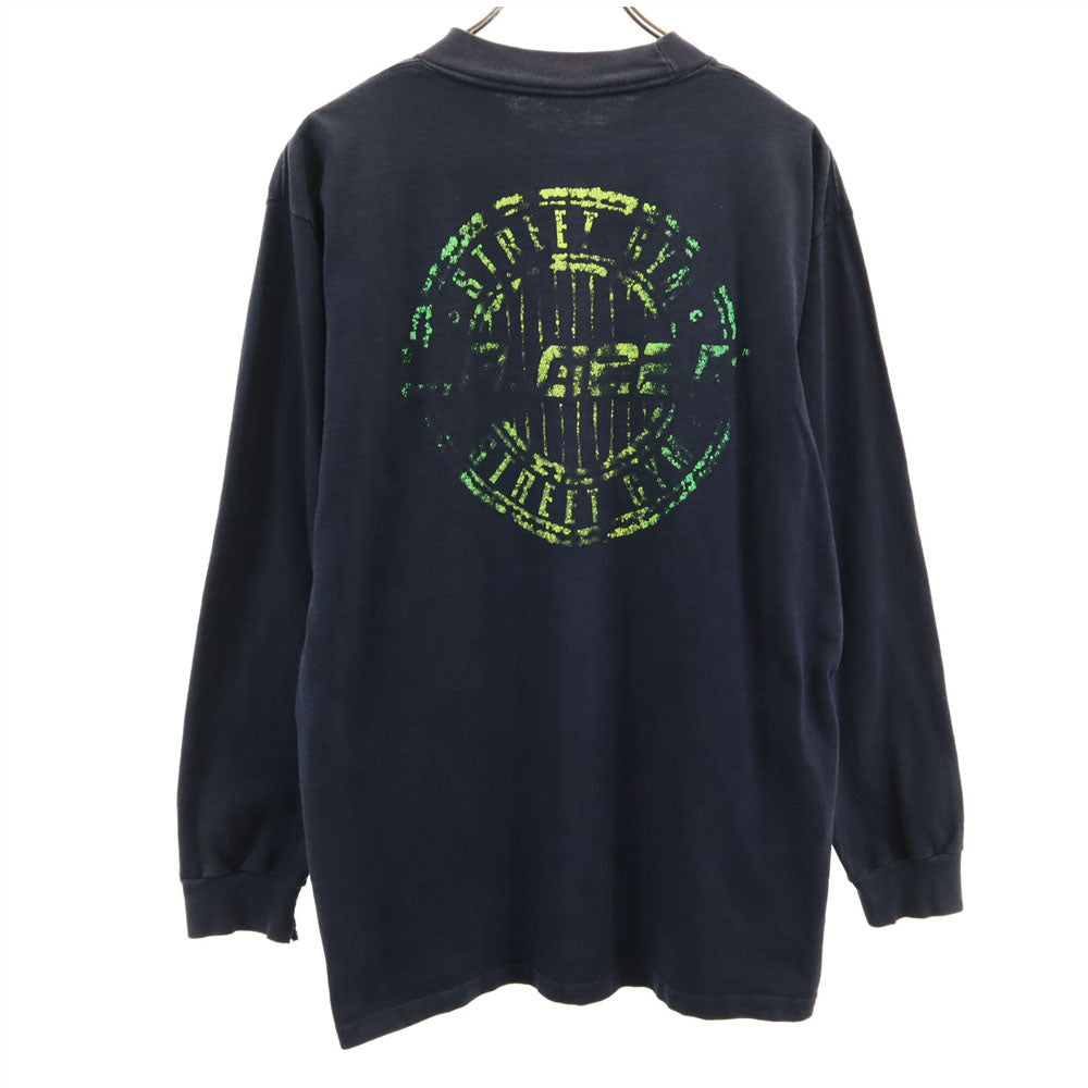 エルエーギア 90s USA製 オールド バックプリント 長袖 シングルステッチ Tシャツ L ブラック ロンT メンズ