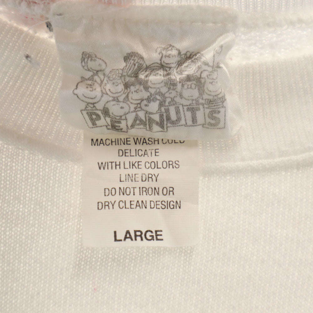 PEANUTS ピーナッツ 90s USA製 オールド スヌーピ柄 長袖 スウェット トレーナー L ホワイト 裏起毛 メンズ