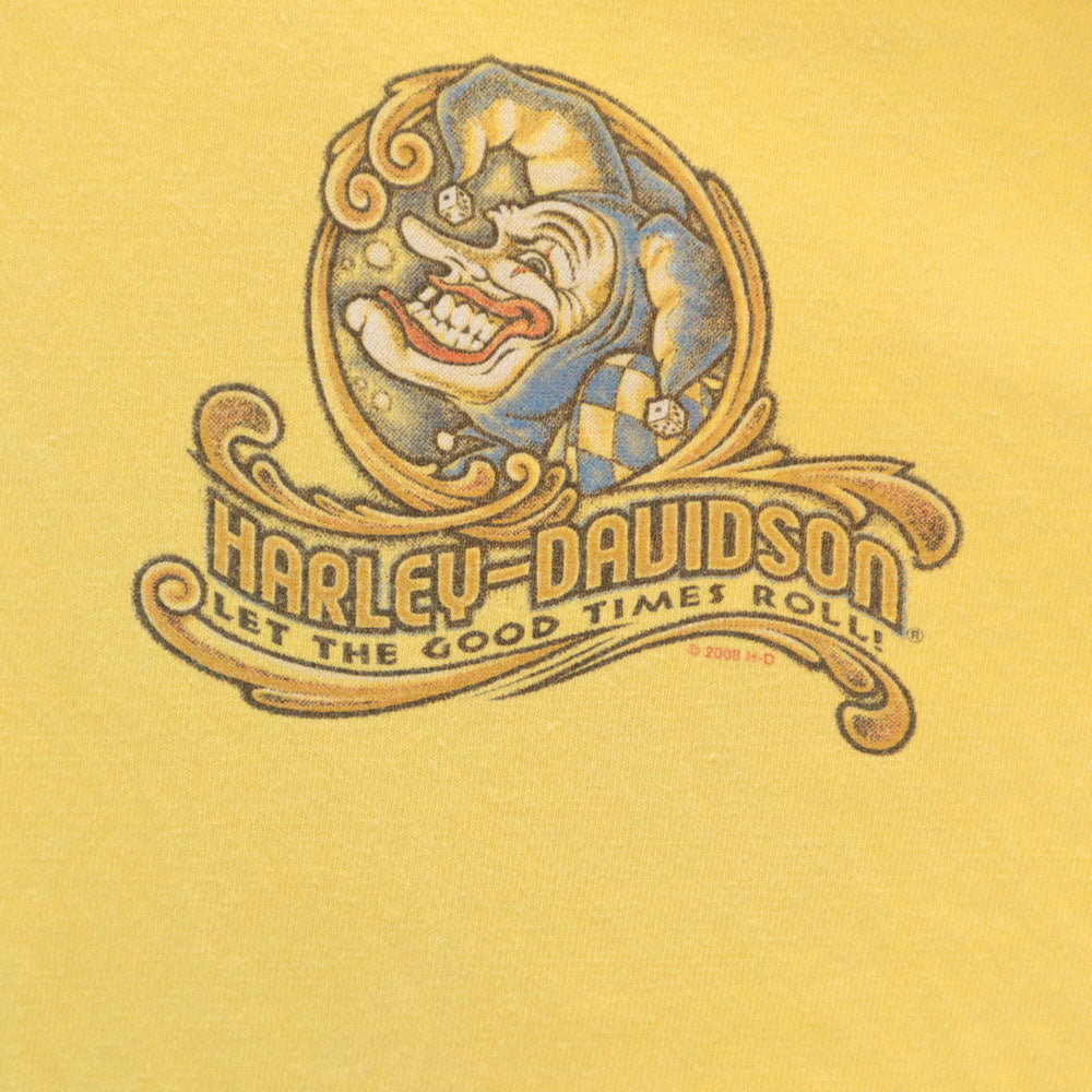ハーレーダビッドソン 2008年コピーライト 00s バックプリント 長袖 袖プリント Tシャツ イエロー HARLEY DAVIDSON ロンT メンズ