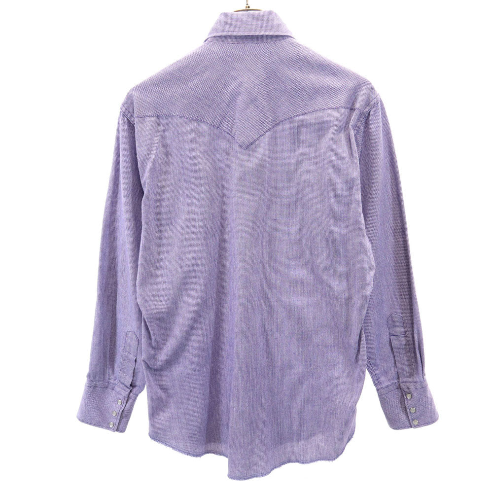 ヴィンテージ 80s 総柄 長袖 ウエスタンシャツ パープル系 VINTAGE メンズ
