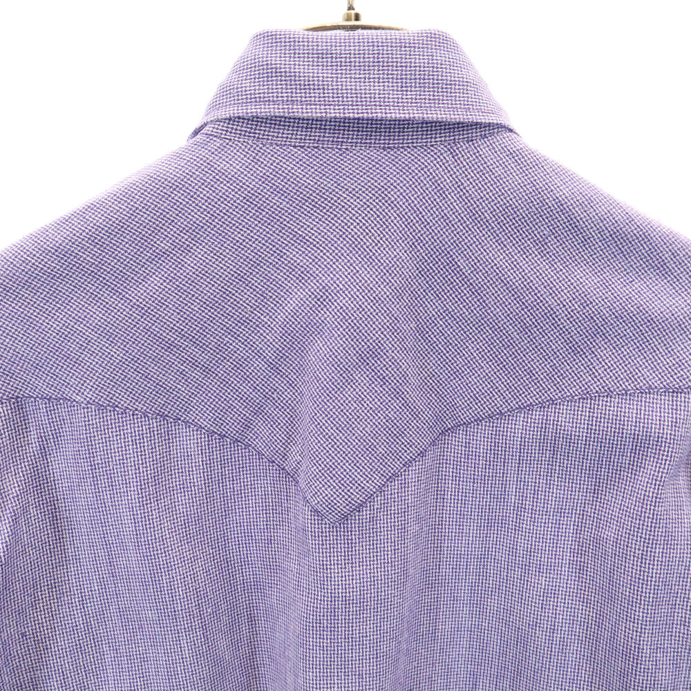 ヴィンテージ 80s 総柄 長袖 ウエスタンシャツ パープル系 VINTAGE メンズ