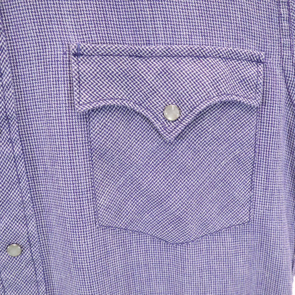 ヴィンテージ 80s 総柄 長袖 ウエスタンシャツ パープル系 VINTAGE メンズ