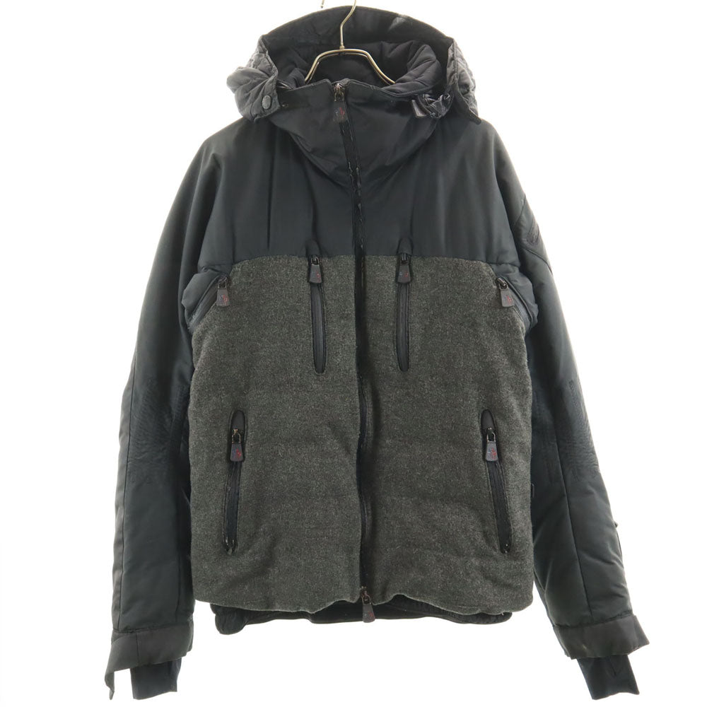 モンクレール ウール ダウンジャケット 0 グレー×ブラック MONCLER メンズ