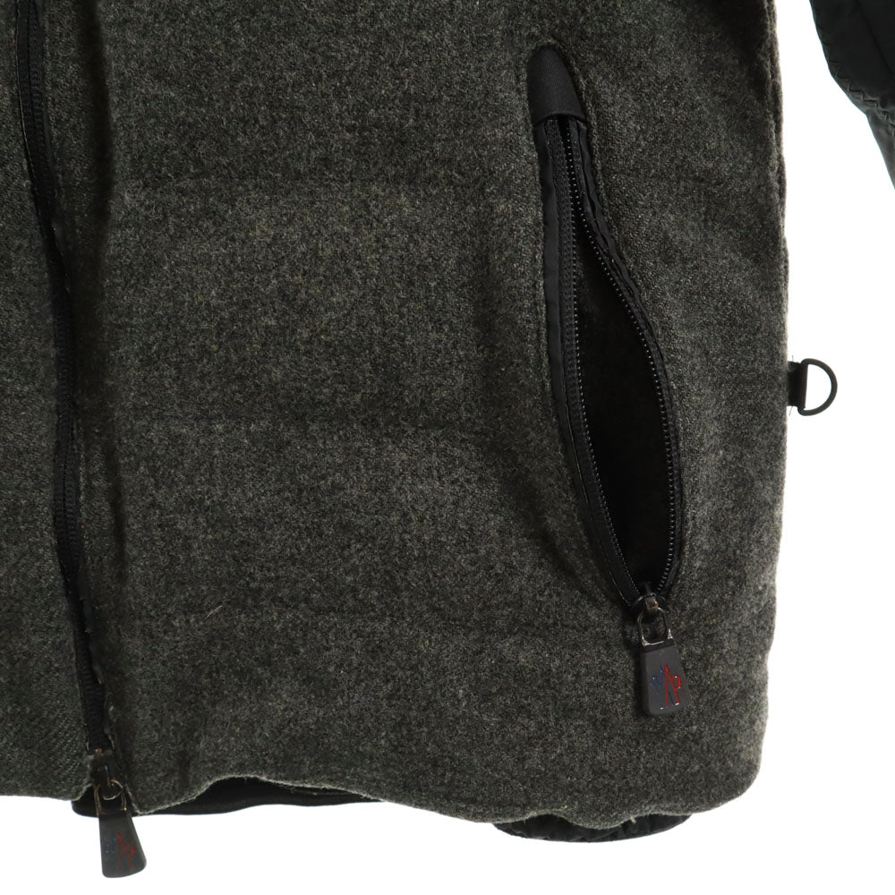 モンクレール ウール ダウンジャケット 0 グレー×ブラック MONCLER メンズ