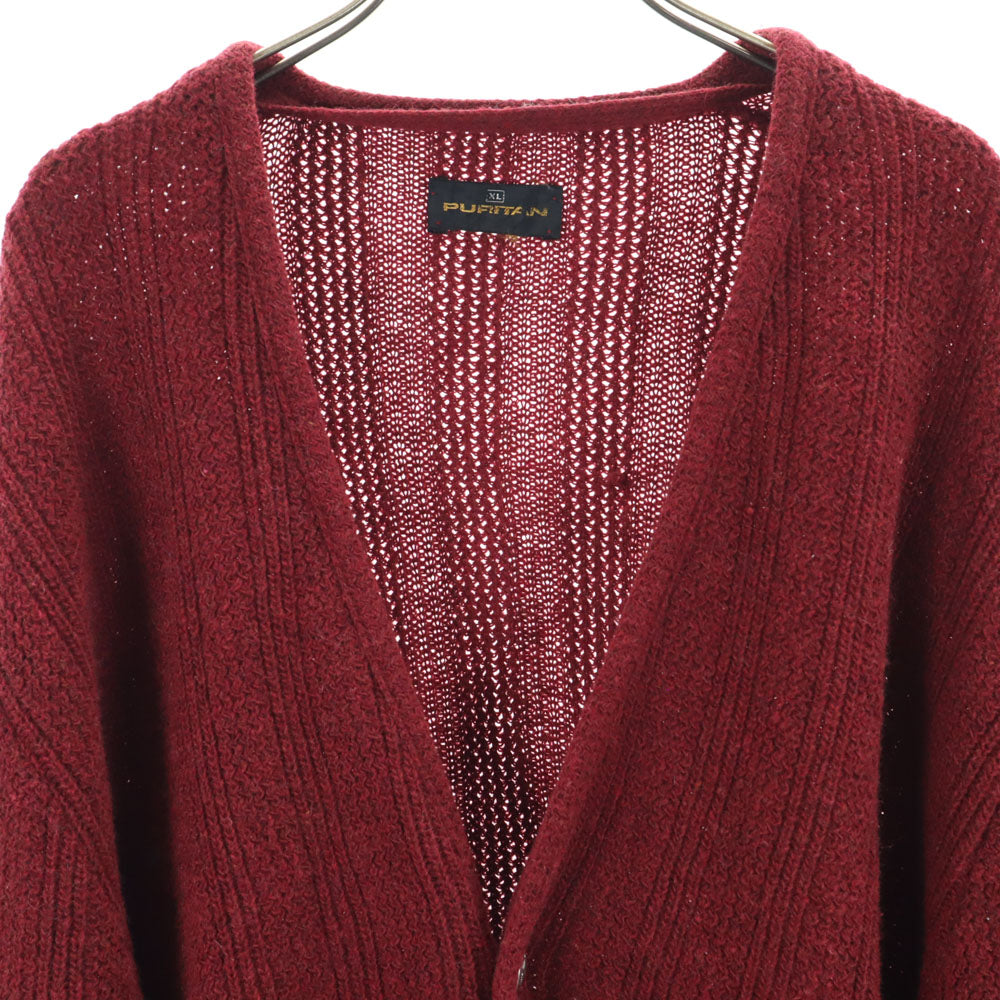 ピューリタン 70s ヴィンテージ 長袖 ニットカーディガン XL レッド系 メンズ