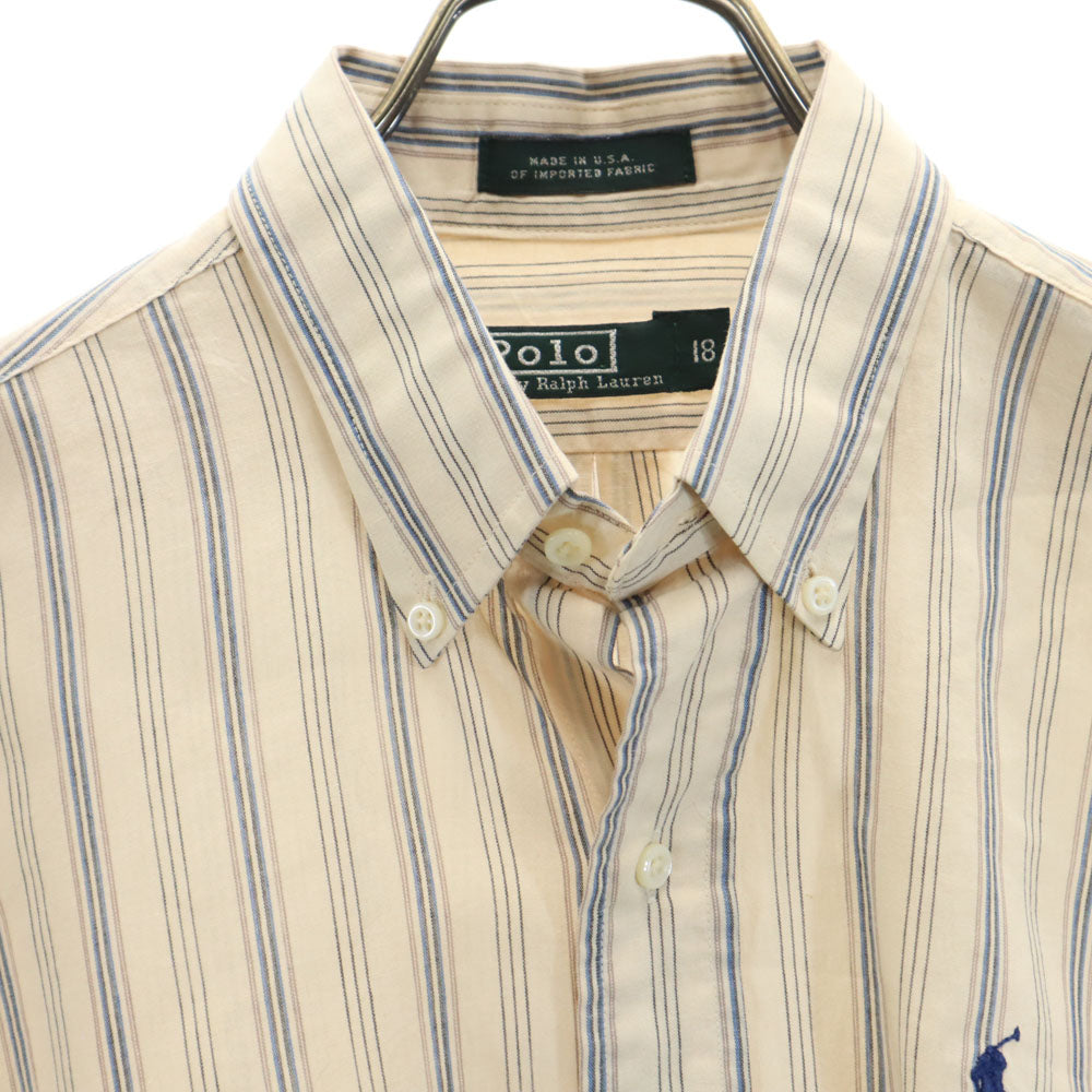 ポロバイラルフローレン 80s USA製 緑タグ ヴィンテージ ボイーズ規格 長袖 ボタンダウンシャツ 18 ベージュ系 Polo by Ralph Lauren キッズ