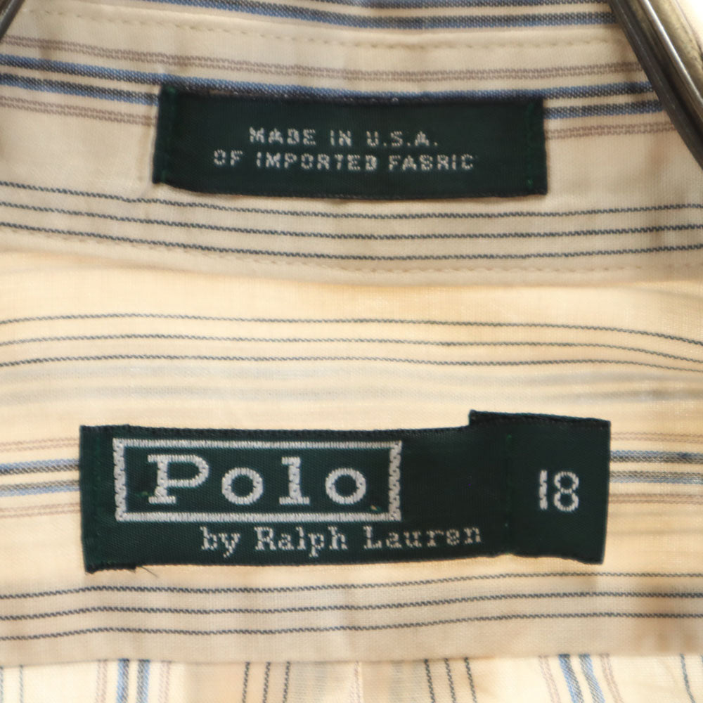 ポロバイラルフローレン 80s USA製 緑タグ ヴィンテージ ボイーズ規格 長袖 ボタンダウンシャツ 18 ベージュ系 Polo by Ralph Lauren キッズ