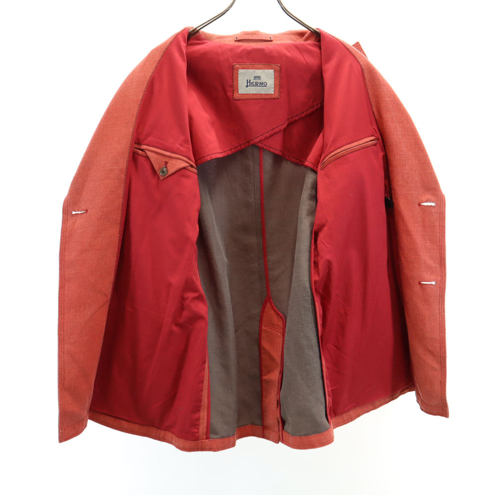 Herno ヘルノ イタリア製 リネンブレンド ダブル ジャケット 48 朱色系 メンズ
