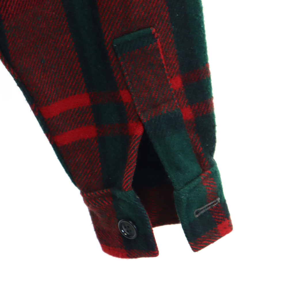 L.L.Bean エルエルビーン 70s ウールブレンド 筆記体タグ ヴィンテージ チェック 長袖 シャツジャケット M グリーン系 アウトドア メンズ