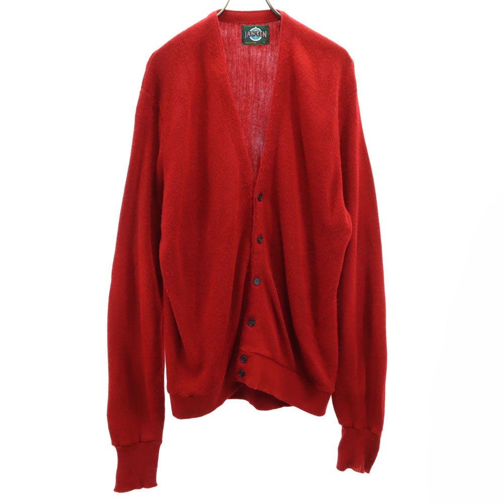 Jantzen ジャンセン 80s 90s USA製 オールド 長袖 ニットカーディガン L レッド系 メンズ