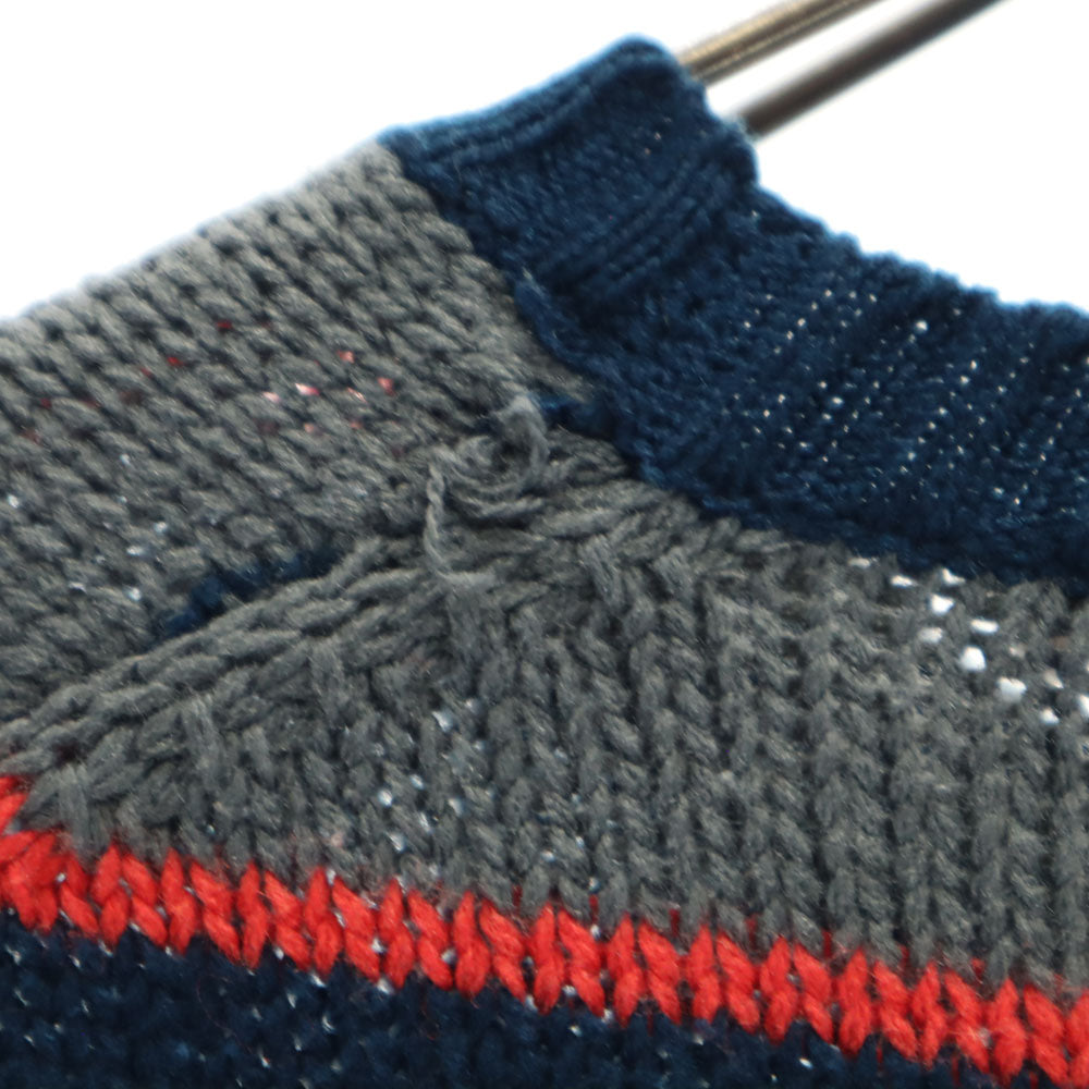 COUNTRY CRAFT 90s アクリル オールド ボーダー柄 長袖 セーター M ネイビー×グレー ニット メンズ